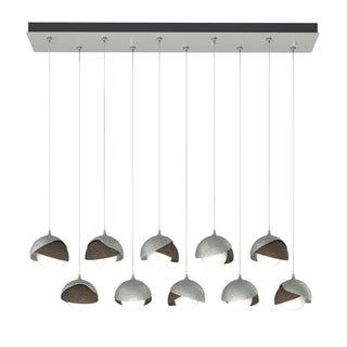 Hubbardton Forge - 131205-SKT-STND-82-05-GG0711 - Brooklyn 10-Light Double Shade Pendant - Brooklyn - Vintage Platinum