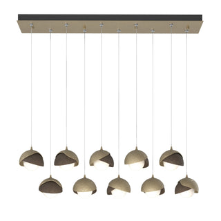 Hubbardton Forge - 131205-SKT-STND-84-05-GG0711 - Brooklyn 10-Light Double Shade Pendant - Brooklyn - Soft Gold