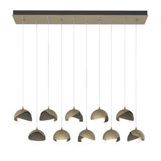Hubbardton Forge - 131205-SKT-STND-84-07-GG0711 - Brooklyn 10-Light Double Shade Pendant - Brooklyn - Soft Gold
