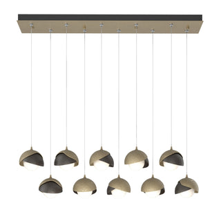 Hubbardton Forge - 131205-SKT-STND-84-14-GG0711 - Brooklyn 10-Light Double Shade Pendant - Brooklyn - Soft Gold
