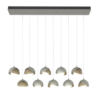 Hubbardton Forge - 131205-SKT-STND-85-84-GG0711 - Brooklyn 10-Light Double Shade Pendant - Brooklyn - Sterling