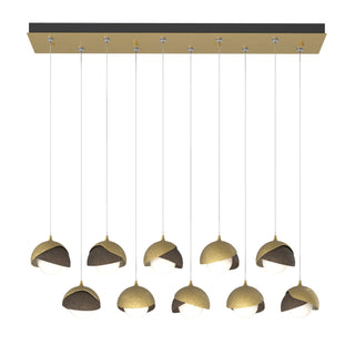 Hubbardton Forge - 131205-SKT-STND-86-05-GG0711 - Brooklyn 10-Light Double Shade Pendant - Brooklyn - Modern Brass