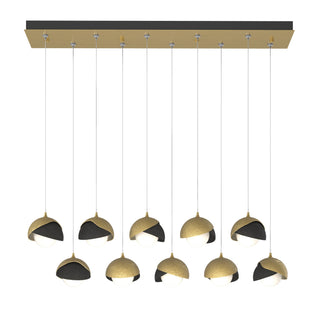 Hubbardton Forge - 131205-SKT-STND-86-10-GG0711 - Brooklyn 10-Light Double Shade Pendant - Brooklyn - Modern Brass