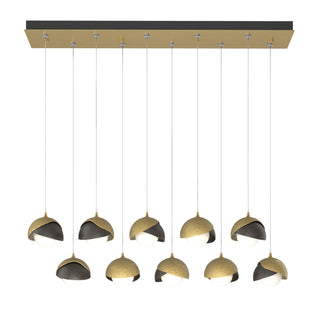 Hubbardton Forge - 131205-SKT-STND-86-14-GG0711 - Brooklyn 10-Light Double Shade Pendant - Brooklyn - Modern Brass