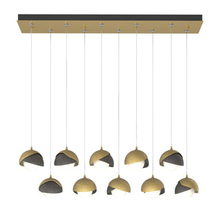 Hubbardton Forge - 131205-SKT-STND-86-20-GG0711 - Brooklyn 10-Light Double Shade Pendant - Brooklyn - Modern Brass