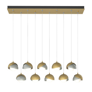 Hubbardton Forge - 131205-SKT-STND-86-82-GG0711 - Brooklyn 10-Light Double Shade Pendant - Brooklyn - Modern Brass