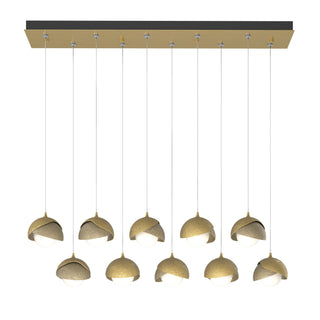 Hubbardton Forge - 131205-SKT-STND-86-84-GG0711 - Brooklyn 10-Light Double Shade Pendant - Brooklyn - Modern Brass