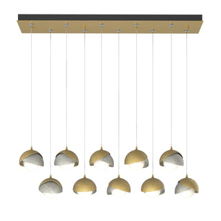 Hubbardton Forge - 131205-SKT-STND-86-85-GG0711 - Brooklyn 10-Light Double Shade Pendant - Brooklyn - Modern Brass