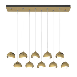 Hubbardton Forge - 131205-SKT-STND-86-86-GG0711 - Brooklyn 10-Light Double Shade Pendant - Brooklyn - Modern Brass