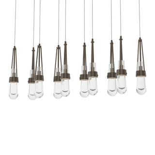 Hubbardton Forge - 131207-SKT-LONG-05-ZM0434 - Link 10-Light Clear Glass Pendant - Link - Bronze