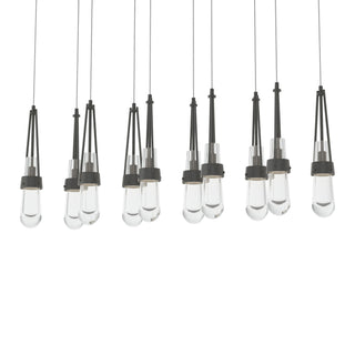 Hubbardton Forge - 131207-SKT-LONG-20-ZM0434 - Link 10-Light Clear Glass Pendant - Link - Natural Iron