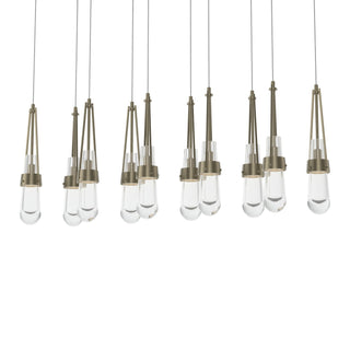 Hubbardton Forge - 131207-SKT-LONG-84-ZM0434 - Link 10-Light Clear Glass Pendant - Link - Soft Gold