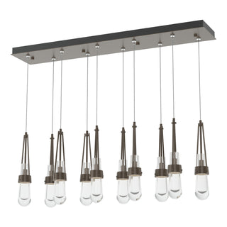 Hubbardton Forge - 131207-SKT-STND-05-ZM0434 - Link 10-Light Clear Glass Pendant - Link - Bronze