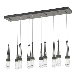Hubbardton Forge - 131207-SKT-STND-20-ZM0434 - Link 10-Light Clear Glass Pendant - Link - Natural Iron