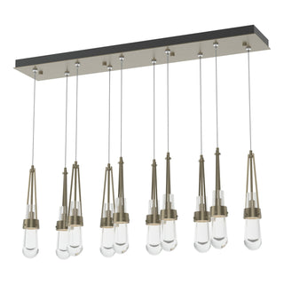 Hubbardton Forge - 131207-SKT-STND-84-ZM0434 - Link 10-Light Clear Glass Pendant - Link - Soft Gold