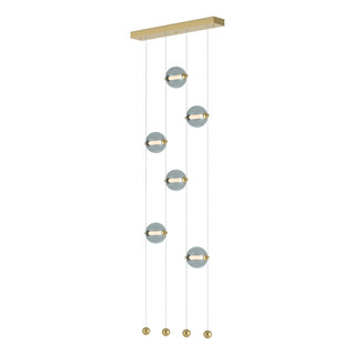 Hubbardton Forge - 139055-LED-STND-86-YL0668 - Abacus 6-Light Ceiling-to-Floor LED Pendant - Abacus - Modern Brass