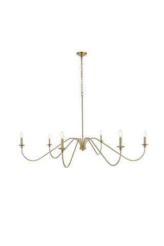 Elegant Lighting - LD5056D60SG - Six Light Chandelier - Rohan - Satin Gold