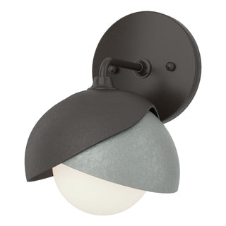Hubbardton Forge - 201374-SKT-14-82-GG0711 - Brooklyn 1-Light Double Shade Bath Sconce - Brooklyn - Oil Rubbed Bronze