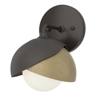 Hubbardton Forge - 201374-SKT-14-84-GG0711 - Brooklyn 1-Light Double Shade Bath Sconce - Brooklyn - Oil Rubbed Bronze