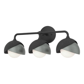 Hubbardton Forge - 201375-SKT-10-82-GG0711 - Brooklyn 3-Light Double Shade Bath Sconce - Brooklyn - Black