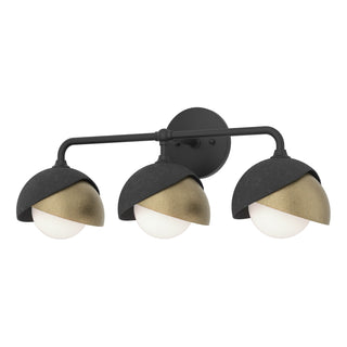 Hubbardton Forge - 201375-SKT-10-84-GG0711 - Brooklyn 3-Light Double Shade Bath Sconce - Brooklyn - Black