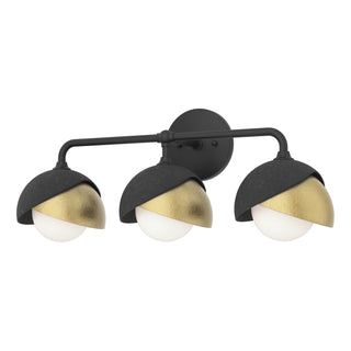 Hubbardton Forge - 201375-SKT-10-86-GG0711 - Brooklyn 3-Light Double Shade Bath Sconce - Brooklyn - Black