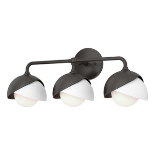 Hubbardton Forge - 201375-SKT-14-02-GG0711 - Brooklyn 3-Light Double Shade Bath Sconce - Brooklyn - Oil Rubbed Bronze