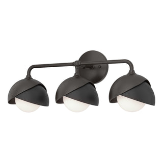 Hubbardton Forge - 201375-SKT-14-10-GG0711 - Brooklyn 3-Light Double Shade Bath Sconce - Brooklyn - Oil Rubbed Bronze