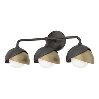 Hubbardton Forge - 201375-SKT-14-84-GG0711 - Brooklyn 3-Light Double Shade Bath Sconce - Brooklyn - Oil Rubbed Bronze