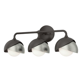 Hubbardton Forge - 201375-SKT-14-85-GG0711 - Brooklyn 3-Light Double Shade Bath Sconce - Brooklyn - Oil Rubbed Bronze