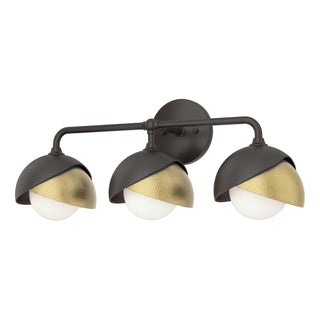 Hubbardton Forge - 201375-SKT-14-86-GG0711 - Brooklyn 3-Light Double Shade Bath Sconce - Brooklyn - Oil Rubbed Bronze