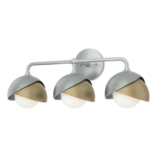 Hubbardton Forge - 201375-SKT-82-84-GG0711 - Brooklyn 3-Light Double Shade Bath Sconce - Brooklyn - Vintage Platinum