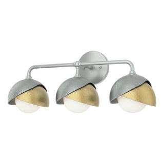Hubbardton Forge - 201375-SKT-82-86-GG0711 - Brooklyn 3-Light Double Shade Bath Sconce - Brooklyn - Vintage Platinum