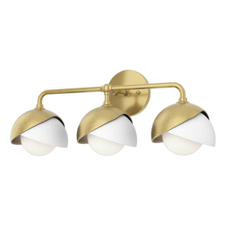 Hubbardton Forge - 201375-SKT-86-02-GG0711 - Brooklyn 3-Light Double Shade Bath Sconce - Brooklyn - Modern Brass