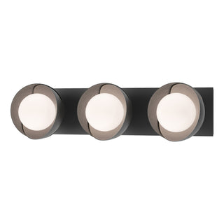 Hubbardton Forge - 201378-SKT-10-10-GG0711 - Brooklyn 3-Light Straight Double Shade Bath Sconce - Brooklyn - Black