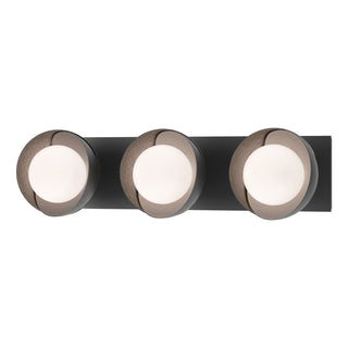 Hubbardton Forge - 201378-SKT-10-14-GG0711 - Brooklyn 3-Light Straight Double Shade Bath Sconce - Brooklyn - Black