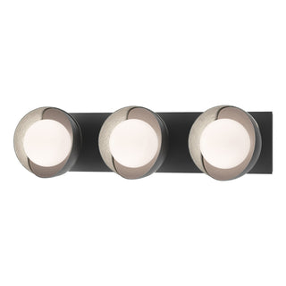 Hubbardton Forge - 201378-SKT-10-82-GG0711 - Brooklyn 3-Light Straight Double Shade Bath Sconce - Brooklyn - Black