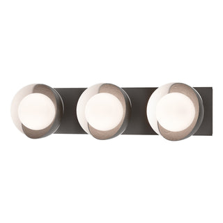 Hubbardton Forge - 201378-SKT-14-02-GG0711 - Brooklyn 3-Light Straight Double Shade Bath Sconce - Brooklyn - Oil Rubbed Bronze