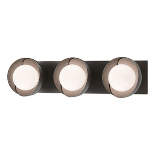 Hubbardton Forge - 201378-SKT-14-14-GG0711 - Brooklyn 3-Light Straight Double Shade Bath Sconce - Brooklyn - Oil Rubbed Bronze