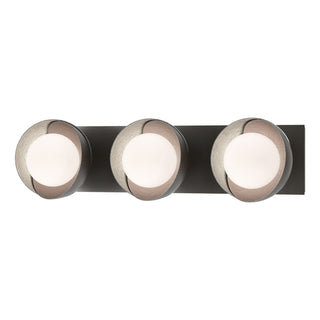 Hubbardton Forge - 201378-SKT-14-82-GG0711 - Brooklyn 3-Light Straight Double Shade Bath Sconce - Brooklyn - Oil Rubbed Bronze