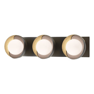 Hubbardton Forge - 201378-SKT-14-86-GG0711 - Brooklyn 3-Light Straight Double Shade Bath Sconce - Brooklyn - Oil Rubbed Bronze