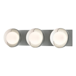 Hubbardton Forge - 201378-SKT-82-02-GG0711 - Brooklyn 3-Light Straight Double Shade Bath Sconce - Brooklyn - Vintage Platinum