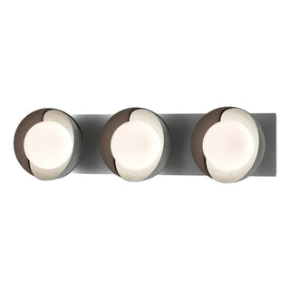 Hubbardton Forge - 201378-SKT-82-14-GG0711 - Brooklyn 3-Light Straight Double Shade Bath Sconce - Brooklyn - Vintage Platinum