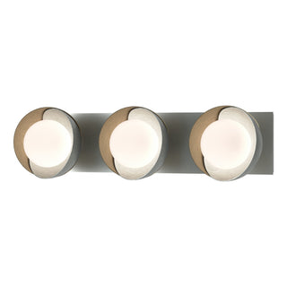 Hubbardton Forge - 201378-SKT-82-84-GG0711 - Brooklyn 3-Light Straight Double Shade Bath Sconce - Brooklyn - Vintage Platinum