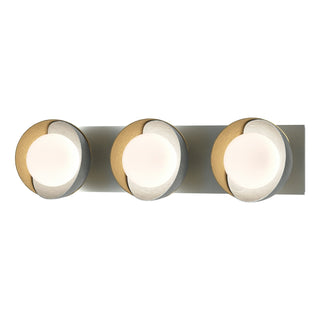 Hubbardton Forge - 201378-SKT-82-86-GG0711 - Brooklyn 3-Light Straight Double Shade Bath Sconce - Brooklyn - Vintage Platinum