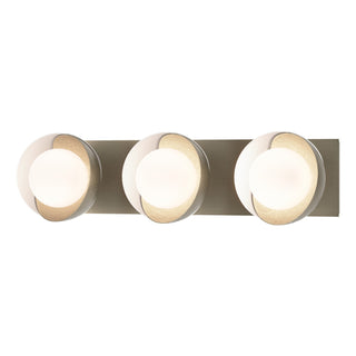 Hubbardton Forge - 201378-SKT-84-02-GG0711 - Brooklyn 3-Light Straight Double Shade Bath Sconce - Brooklyn - Soft Gold