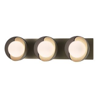 Hubbardton Forge - 201378-SKT-84-10-GG0711 - Brooklyn 3-Light Straight Double Shade Bath Sconce - Brooklyn - Soft Gold