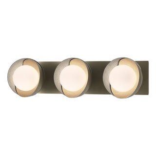 Hubbardton Forge - 201378-SKT-84-82-GG0711 - Brooklyn 3-Light Straight Double Shade Bath Sconce - Brooklyn - Soft Gold