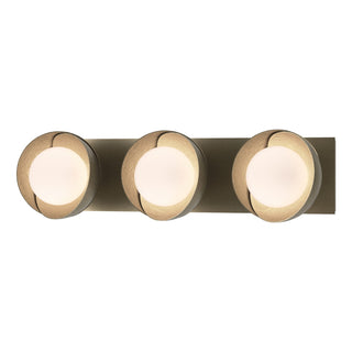 Hubbardton Forge - 201378-SKT-84-84-GG0711 - Brooklyn 3-Light Straight Double Shade Bath Sconce - Brooklyn - Soft Gold