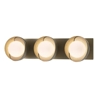 Hubbardton Forge - 201378-SKT-84-86-GG0711 - Brooklyn 3-Light Straight Double Shade Bath Sconce - Brooklyn - Soft Gold